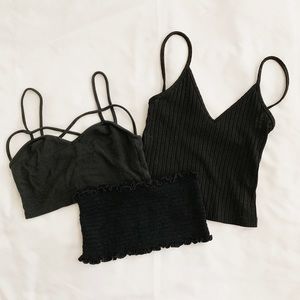 BRANDY MELVILLE 3/lot: Bralette, Crop, Tube Top
